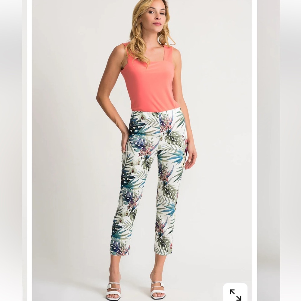 Joseph Ribkoff Tropical Print Cropped Pants Size 2 - Picture 2 of 8